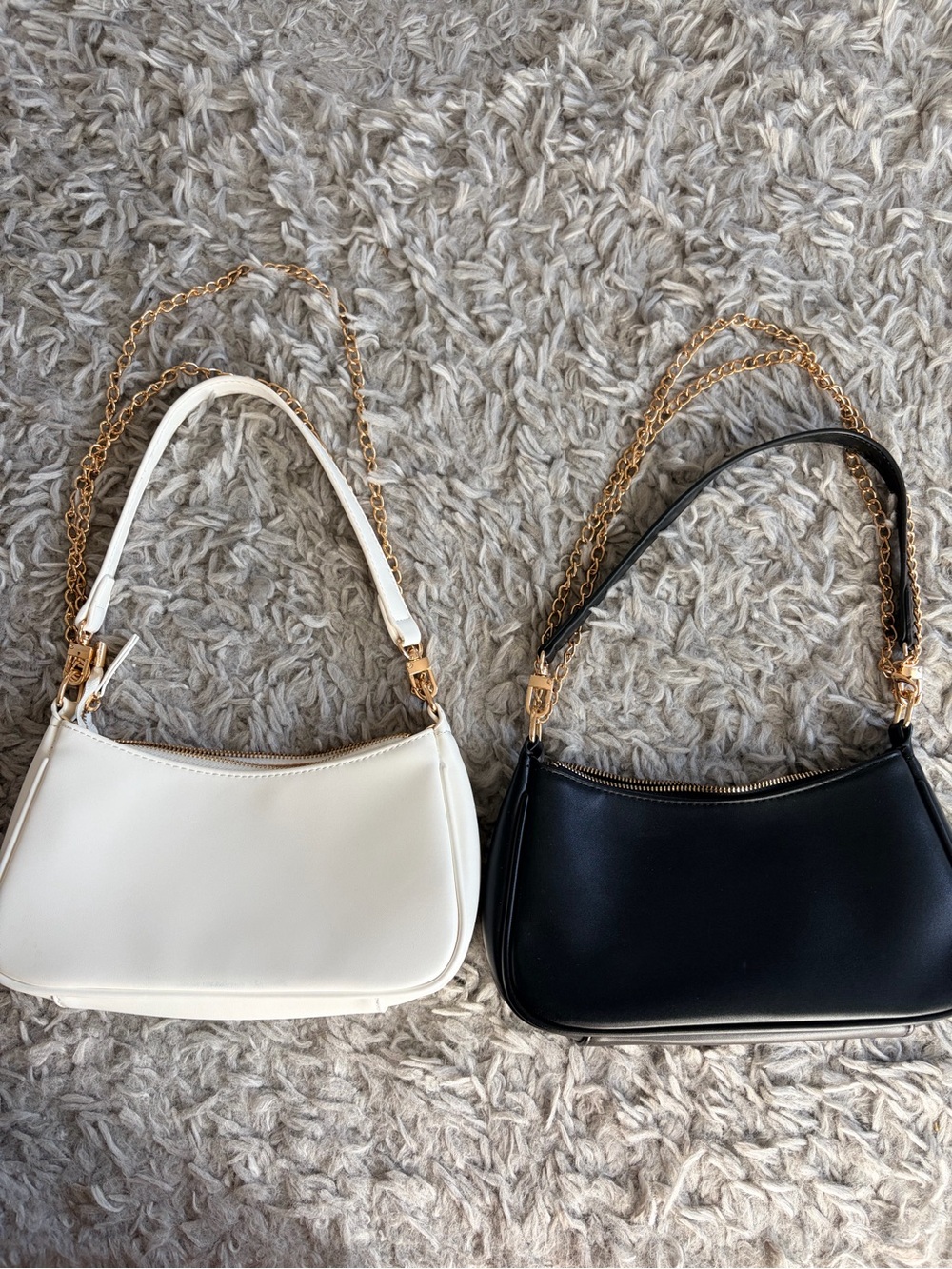 Target White and Black Shoulder Bags with Gold Chain Detail